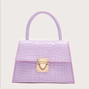 *NEW* Lavender Croc Embossed Push Lock Satchel Bag